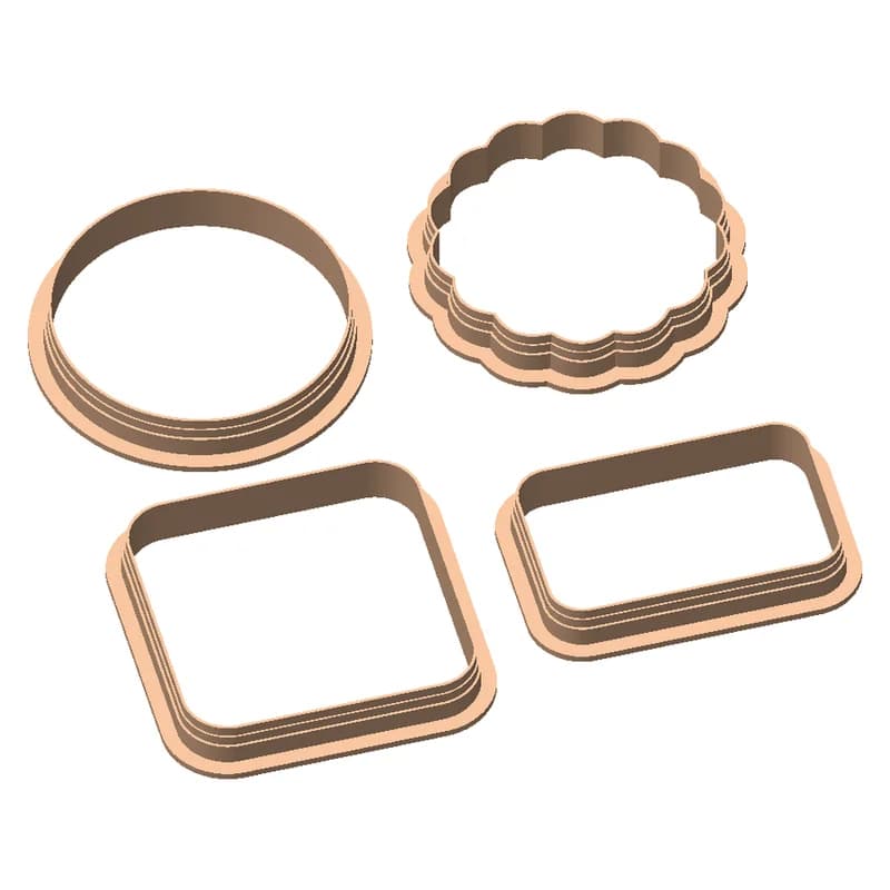 Round, scalloped, square and plaque cookie cutters